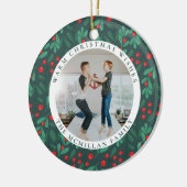 Classic Floral Lijst Kerstfoto Orament Keramisch Ornament (Links)