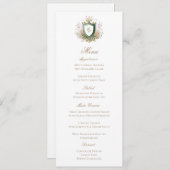 Classic Floral Monogram Crest Wedding Menu Card (Devant / Derrière)