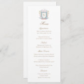 Classic Floral Monogram Crest Wedding Menu Card (Devant / Derrière)