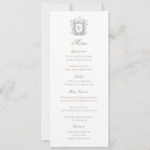 Classic Floral Monogram Crest Wedding Menu Card (Devant)