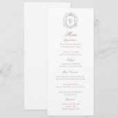 Classic Floral Monogram Crest Wedding Menu Card (Voorkant / Achterkant)