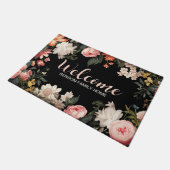  Classic Floral op zwarte familienaam Deurmat (Schuin)