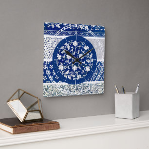 Classic Floral Ornament Print Vierkante Klok