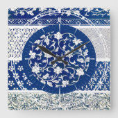 Classic Floral Ornament Print Vierkante Klok (Voorkant)