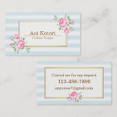 Classic Floral Stripes Rozen Visitekaartje (Voorkant / Achterkant)