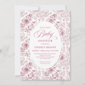 Classic Floral Toile Roses Baby Shower Invitation (Devant)