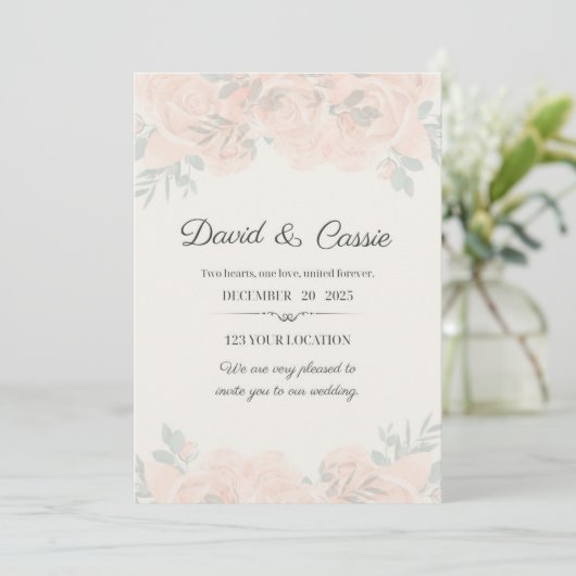 Classic Floral Wedding Invitation (Debout devant)