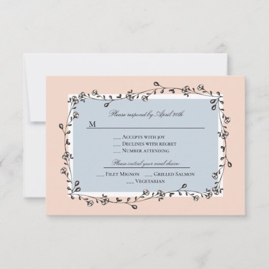 Classic Floral Wedding Reply Kaart/RSVP RSVP Kaartje (Voorkant)