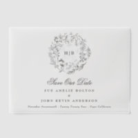 Classic Floral Wreath Monogram Save the Date