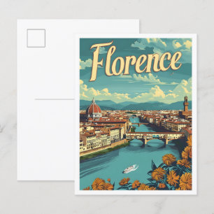 Classic Florence Italië Retro Vintage Reizen Briefkaart