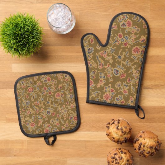Classic Flower Chintz  zacht bloemontwerp Ovenwant & Pannenlap Set (Top down)