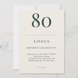 Classic Forest & Linen 80th Birthday Celebration Kaart