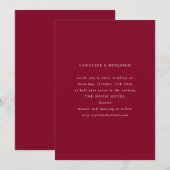 Classic Formal Burgundy Minimalist Wedding Kaart (Voorkant / Achterkant)