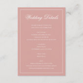 Classic Formal Dusty Rose Script Wedding Details Informatiekaartje (Voorkant)