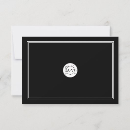 Classic Formal Noir Blanc Menu Choix RSVP (Dos)