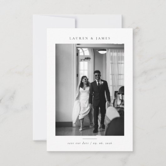 Classic Formal Wedding Photo Save the Date (Devant)
