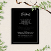Classic Formal Zwart & Wit Bruiloft Details Informatiekaartje