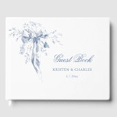 Classic French Blue Ribbon Bow Gastenboek (Voorkant)