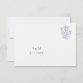 Classic French Blue Wedding RSVP card (Dos)