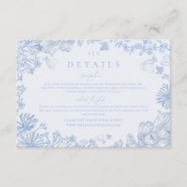 Classic French Blue White Floral Wedding Enclosure Informatiekaartje
