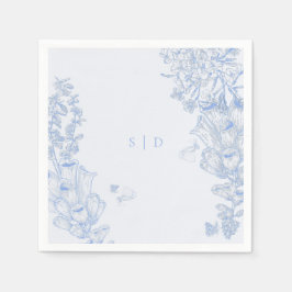 Classic French Blue White Floral Wedding Enclosure Servet