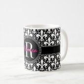 Classic French Fleur de Lis Name and Monogram Koffiemok (Voorkant rechts)