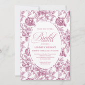 Classic French Toile Roses Floral Bridal Shower Kaart (Voorkant)