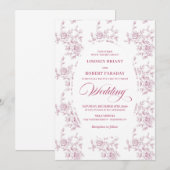 Classic French Toile Roses Wedding Invitation (Devant / Derrière)