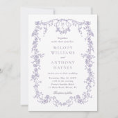 Classic French Victorian Lavender Floral Wedding Kaart (Voorkant)