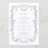 Classic French Victorian Lavender Frame Wedding Menu (Voorkant)