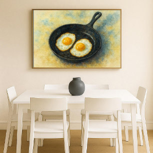 Classic Fried Eggs Waterverf Art Poster