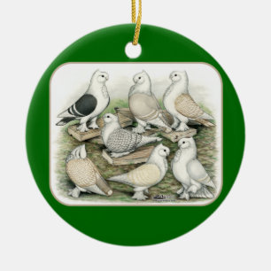 Classic Frill Pigeons Satinettes Keramisch Ornament