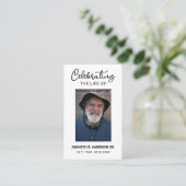 Classic Funeral Celebrating Life Fotogebed Kaart Visitekaartje (Staand voorkant)