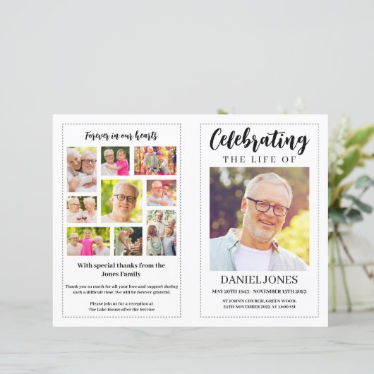 Classic Funeral Programme for Men (Staand voorkant)