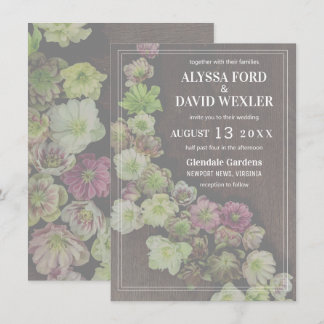 CLASSIC Garden Helleborus Hout bruiloft uitnodigin Kaart