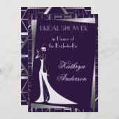 Classic Gatsby Deco Bruids Douche Uitnodiging2 Kaart (Voorkant / Achterkant)
