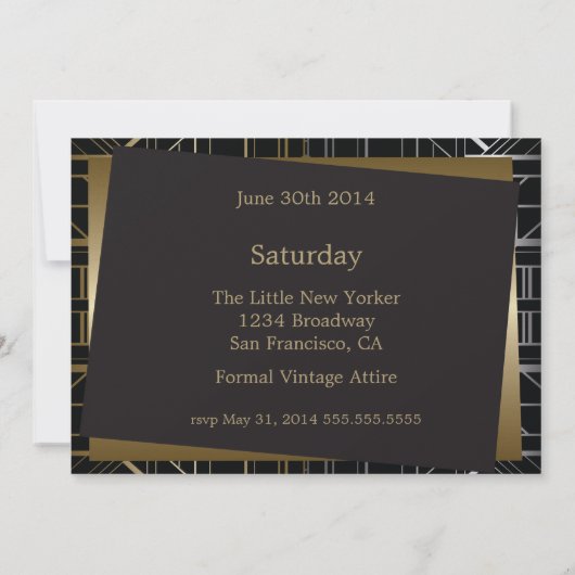 Classic Gatsby Deco Faire-part de mariage (Dos)