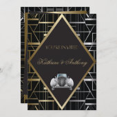 Classic Gatsby Deco Faire-part de mariage (Devant / Derrière)