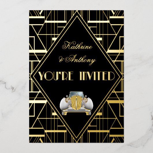 Classic Gatsby Deco Faire-part de mariage (Recto)