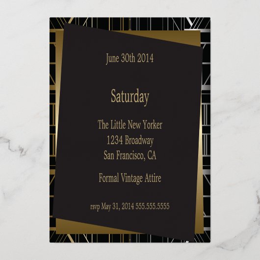 Classic Gatsby Deco Faire-part de mariage (Verso)