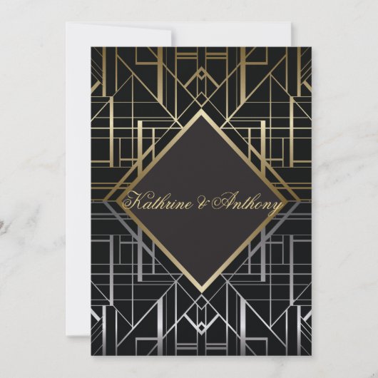 Classic Gatsby Deco Faire-part de mariage Simple (Devant)