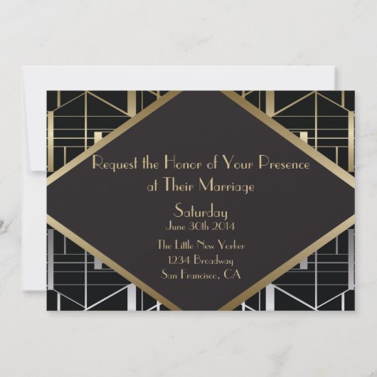 Classic Gatsby Deco Faire-part de mariage Simple (Dos)