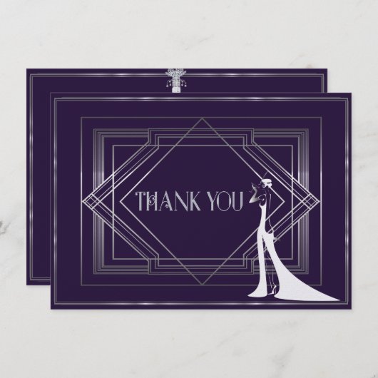 Classic Gatsby Déco Mariage Merci 2 Manuela (Devant / Derrière)