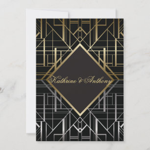 Classic Gatsby Deco Wedding Invitation G2 Kaart