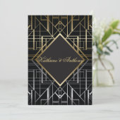 Classic Gatsby Deco Wedding Invitation G Kaart (Staand voorkant)