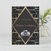 Classic Gatsby Deco Wedding Invitation Kaart (Staand voorkant)