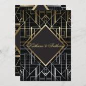 Classic Gatsby Deco Wedding Invitation Kaart (Voorkant / Achterkant)