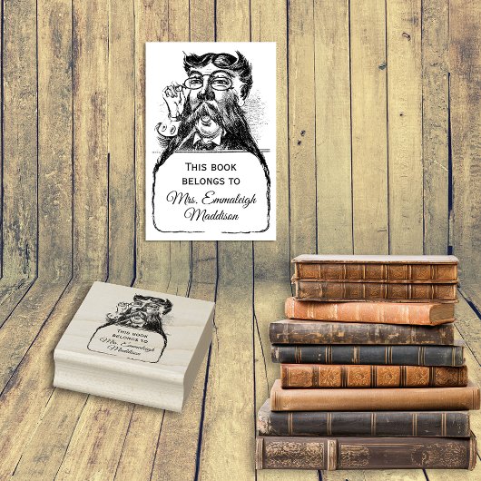 Classic Gent Bibliothecaris snor Man Rubberstempel