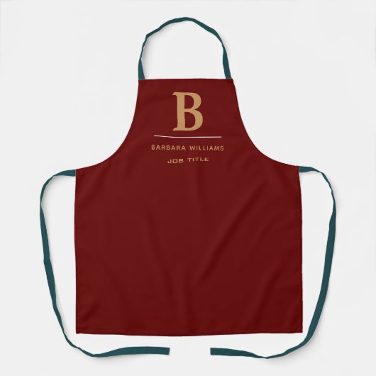 Classic Gepersonaliseerd Monogram Initiaal rood en Schort (Voorkant)