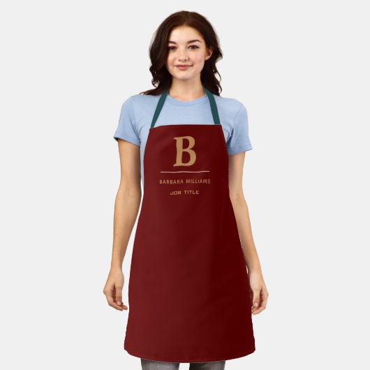 Classic Gepersonaliseerd Monogram Initiaal rood en Schort (Gedragen)